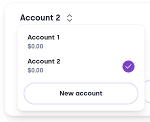 The Account switcher with a button to create a new account.